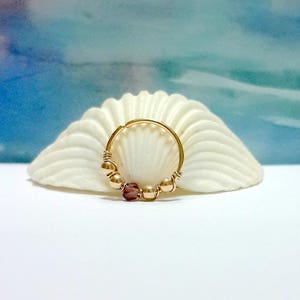 Dunne facet granaat kraakbeen oorbel, natuurlijke granaat 2-2,5 mm edelsteen kraal, helix piercing, boho sieraden, 20g 22g 24g, januari Birthstone