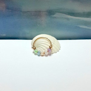 SALE-Gold multicolor beads cartilage earring,24g 22g 20g ,helix,dath,tragus,conch,nose hoop,bohemian jewelry,Statement WeddingEarring