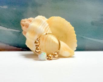 Aro de caracola con ópalo relleno de oro de 14 k: joyería para piercing de 16 g a 22 g, Día del Trabajo
