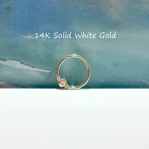 16g 18g 20g 22g Perle en or blanc massif 14K -Taille diamant-Cartilage Hoop-Helix-Tragus-Nose- Daith Piercing-Labor Day Sales - Cadeau