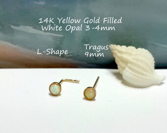 Gold Filled Opal Nose Stud: Sterling Silver Tragus Piercing, 20G 22G, Black Friday