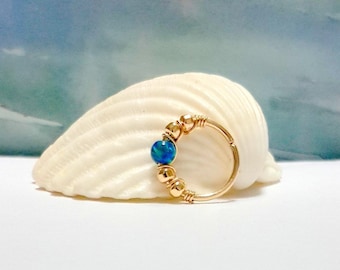 Pendiente de caracola de ópalo: aro relleno de oro de 14 k, piedra natal de octubre, 22-16 g, San Valentín