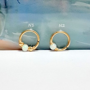 SALE-Fire White Opal 2-3mm Cartilage Earring-316L Surgical Steel Helix Hoop-Top Ear Piercing-Tragus Jewelry-20g 22g-Hypoallergenic Hoop,Gift