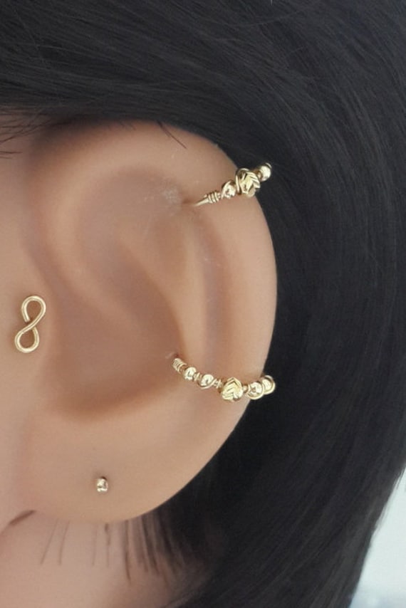 14k or jaune rempli 22g-16g 7 mm NEZ ANNEAU HOOP-Hélice-Tragus-cartilage Boucle d/'oreille