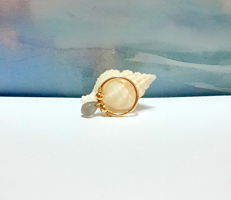 Natural Multicolor Moonstone Briolette Helix Piercing-16G 18G 20G 22G-Gold Tragus Hoop-Nose-Septum-Conch Ring-Holiday Gift-Galaxy Jewelry