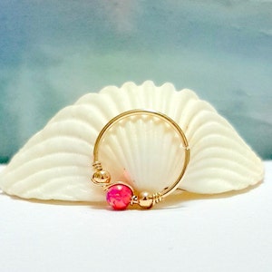 Verkauf - rosa Rose Opal Knorpel Ohrring - Gold Perlen Helix Reifen - Silber Knorpel Piercing - Helix Schmuck-16G 18G 20G 22G - Oktober Birthstone