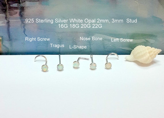 Christmas Sale White Opal 2mm or 3mm Nose Stud, Screw,nose Bone,l