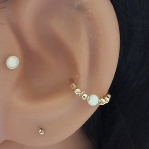SALE -Fire Snow White Opal Conch Ring, Conch Ring ,Opal Conch Ring, Conch Jewelry,Conch Hoop,Conch Piercing ,16G 18G 20G 22G, Jewelry Gift