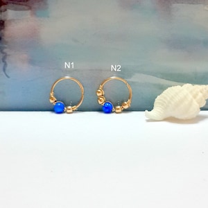 16g 18g 20g 22g 24g Blue Opal Helix Ring, Helix Hoop,Cartilage,Tragus,Nose, Conch, Daith, Septum Rings, October's Birthstone,Labor Day Sales