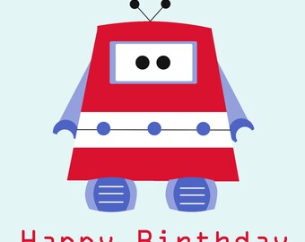 Red Robot Birthday Card