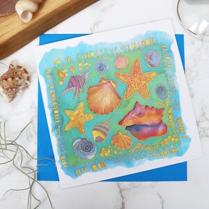 Tarjeta de felicitación de conchas de mar
