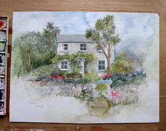 Cornish Cottage Original Watercolour Painting