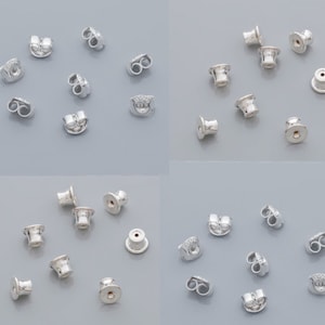 Sterling Silver Earring Backs for Ear Studs, Push Backs for Studs 0.8mm, Replacement Earring Stopper, Earring Nuts, Butterfly / Bullet Backs