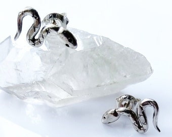 Silver Snake Earrings, Small Snake Studs in Sterling Silver, Minimal Jewellery SIlver, Earrings Men, Recycled Silver Earrings, Ag925 Snake