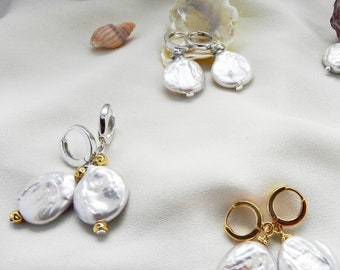 Baroque Pearl Earrings, Large Pearl Earrings, Earrings Pearls Silver Gold, Natural Pearls Earrings Women, Gifts for Women, Gifts Wife, Ag925