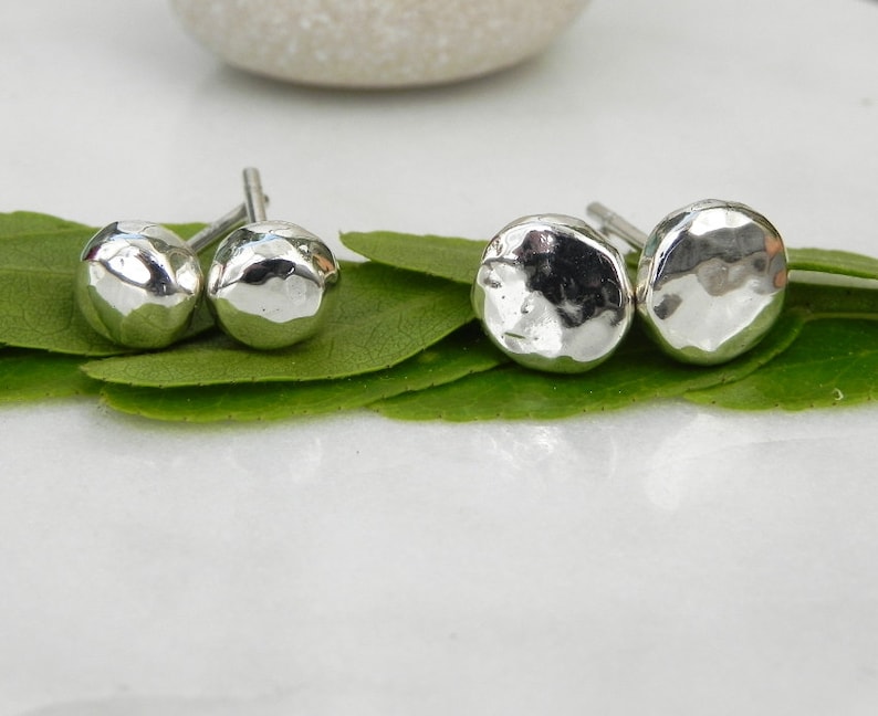 Round Stud Earrings Handmade Recycled Silver Stud Earrings Silver Stud Earrings Silver Nugget Earrings Handmade Silver Pebble Earrings