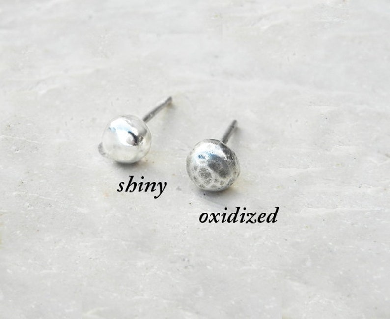 Round Stud Earrings Handmade Recycled Silver Stud Earrings Silver Stud Earrings Silver Nugget Earrings Handmade Silver Pebble Earrings