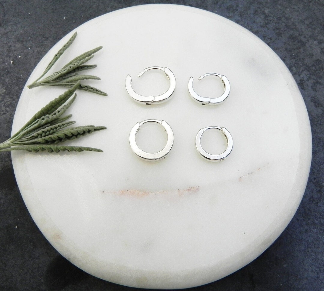 Sterling Silver Hoop Earrings Thick Silver Hoop Earrings Etsy