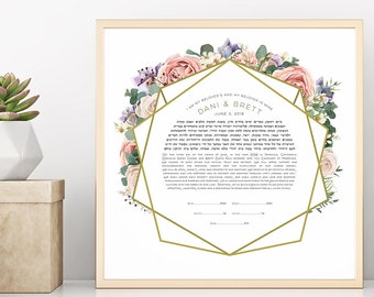 Succulents & Roses Ketubah Print