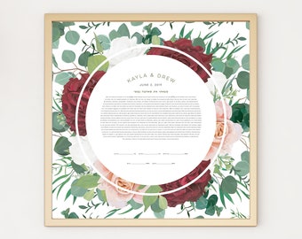 Roses and Eucalyptus Ketubah Print