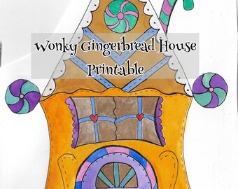 gingerbread build-a-house/ Printable Card / Pocket / Junk Journal Page