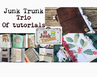 Junk Trunk Trio of Tutorials / VIDEO COURSE + binding +supply list  ONLY/ junk journal video course