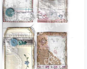 Linen & Lace Journal Cards / Tags - Printable 1 Page Download