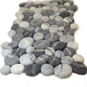 Felt stone rug , Felt carpet , Felted wool stone , Felt Stone Rug Bath Mat , Floor Rug , Felt carpet soft pebbles , Home decor