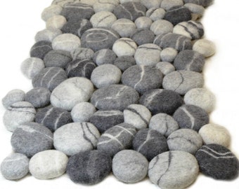 Felt stone rug , Felt carpet , Felted wool stone , Felt Stone Rug Bath Mat , Floor Rug , Felt carpet soft pebbles , Home decor