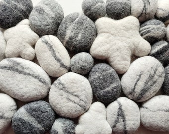 Felt stone rug , Felt carpet , Felted wool stone , Felt Stone Rug Bath Mat , Floor Rug , Felt carpet soft pebbles , Home decor