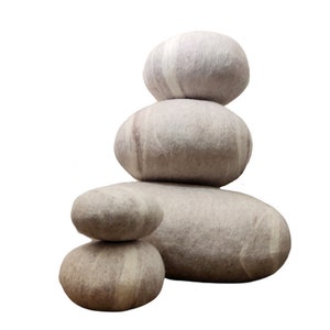 Felted wool stone , Beige pillow  , Pebble pillows , pillows , felted wool stone pillows,  Big soft stone.