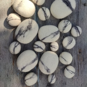 10 , 20 , 40  Felted wool stones ,  Eco-friendly decor wool pebbles