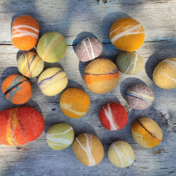 10 , 20 , 40  Felted wool stones ,  Eco-friendly decor wool pebbles