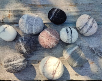 Felted wool stone , wool sea stones , Eco-friendly decor, needle felted sea stones