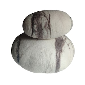 Set of 2  pillows , felt ottoman , Felted wool stone , Pebble pillows , pillows , felted wool stone pillows, Big soft stone. wool stone