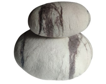 Set of 2  pillows , felt ottoman , Felted wool stone , Pebble pillows , pillows , felted wool stone pillows, Big soft stone. wool stone