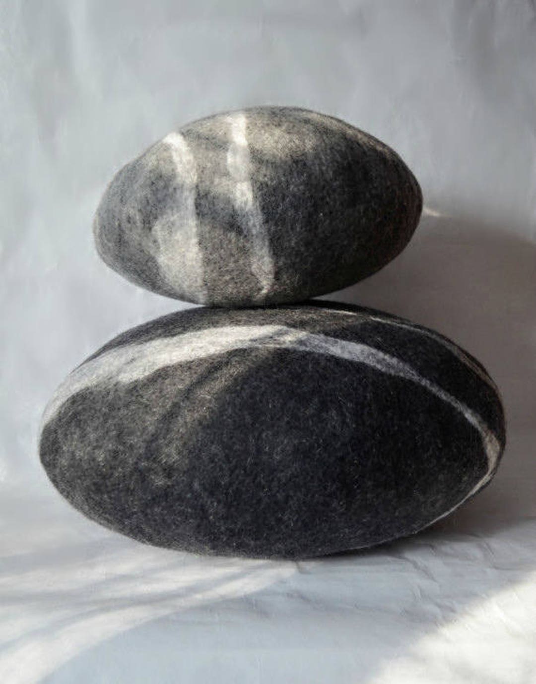 Felted Wool Stones , Oval Wool Stone , Pebble Pillows , Pillows