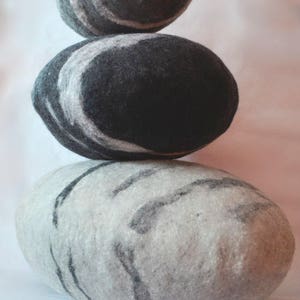 Felted wool stones , oval wool stone , Pebble pillows , pillows , felted wool stone pillows , natural home stone decoration , Big stone image 7