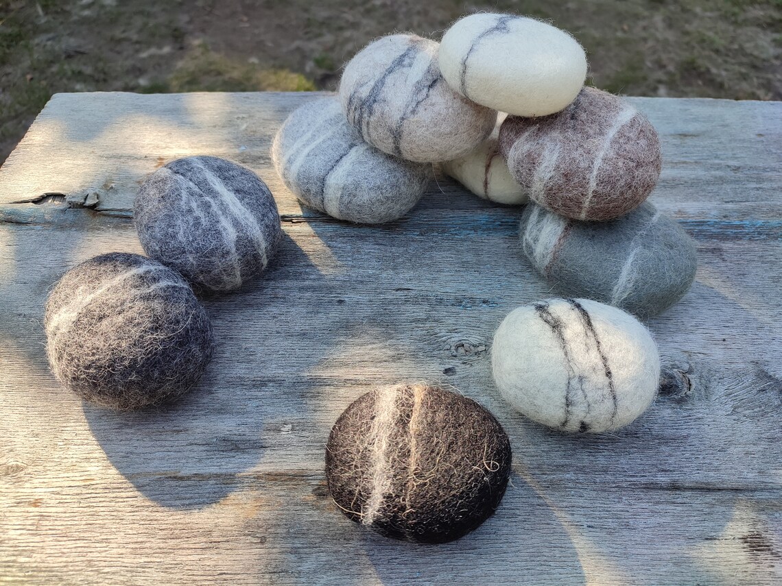 Felted Wool Stone Wool Sea Stones Ecofriendly Decor Etsy