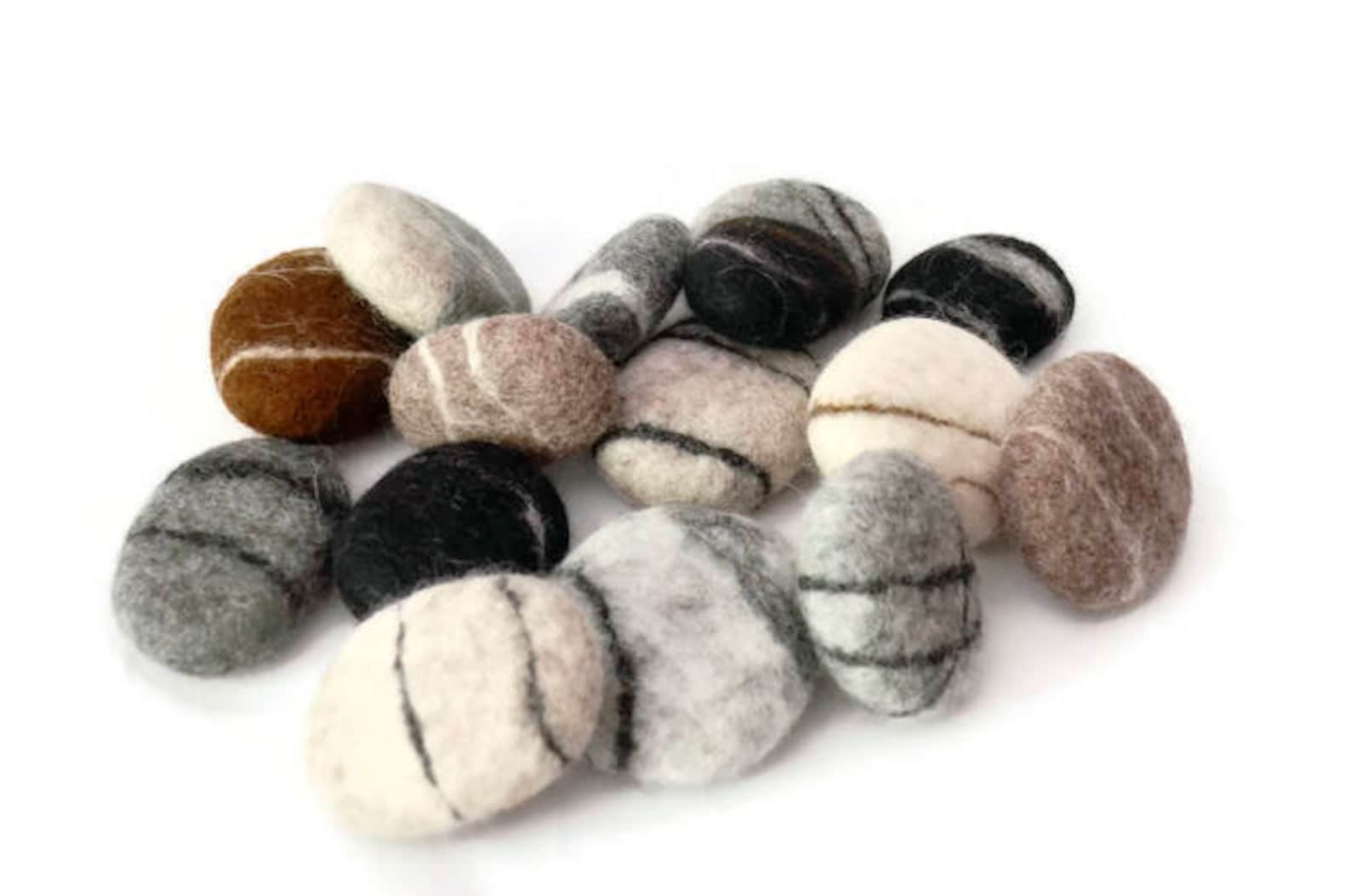 Felted Wool Stone Wool Sea Stones Ecofriendly Decor Etsy
