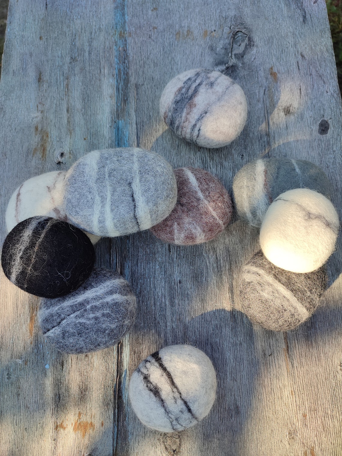 Felted Wool Stone Wool Sea Stones Ecofriendly Decor Etsy