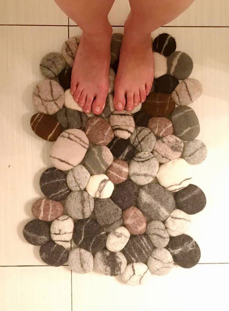 Felt Stone Rug Felt Carpet Felted Wool Stone Felt Stone Etsy