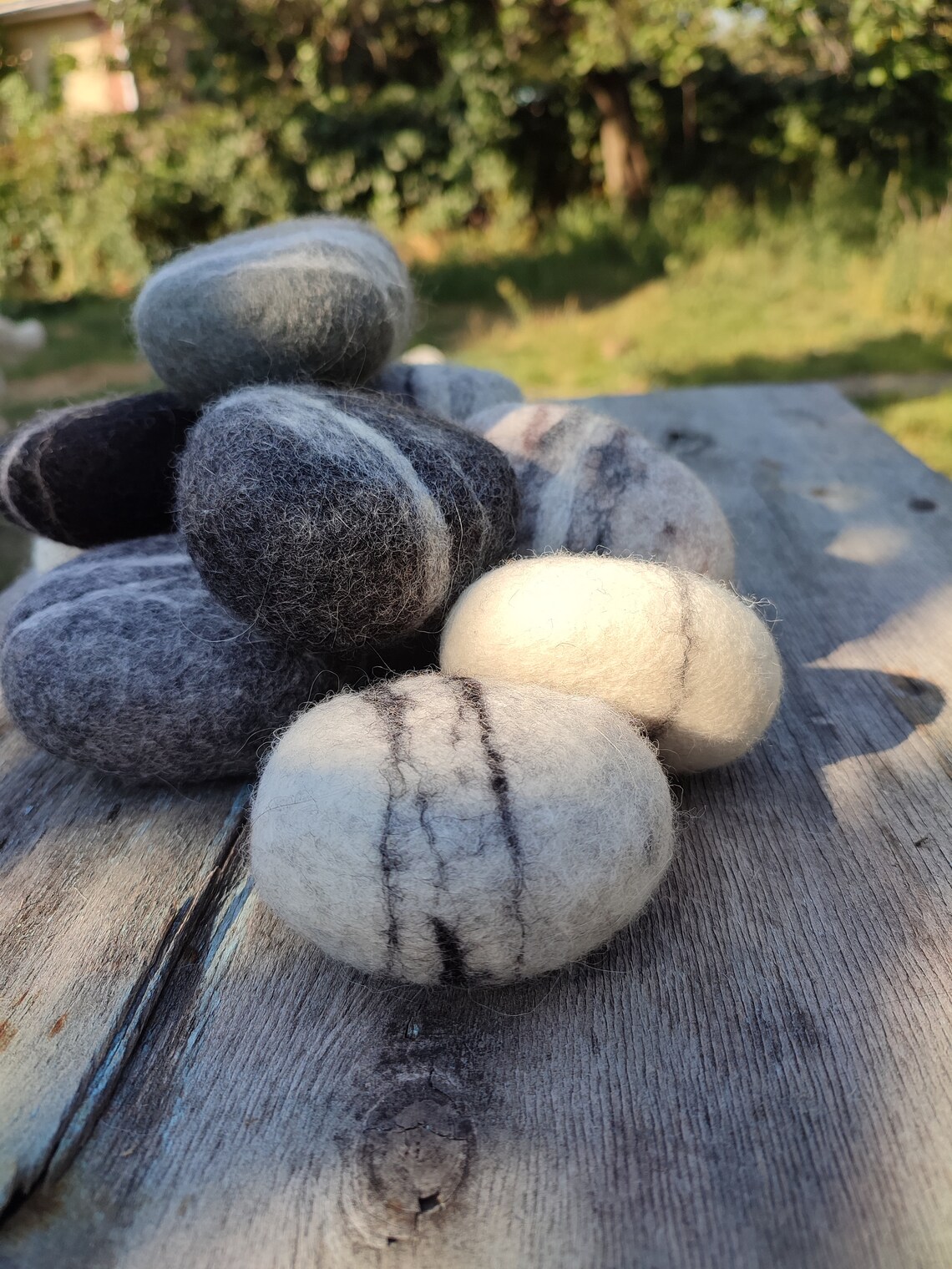 Felted Wool Stone Wool Sea Stones Ecofriendly Decor Etsy