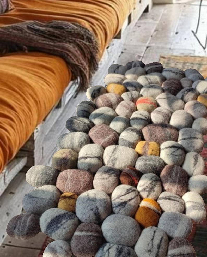 Rock Look Rug Felt Stone Rug, Soft Wool Pebble Carpet, Home Decor - Etsy