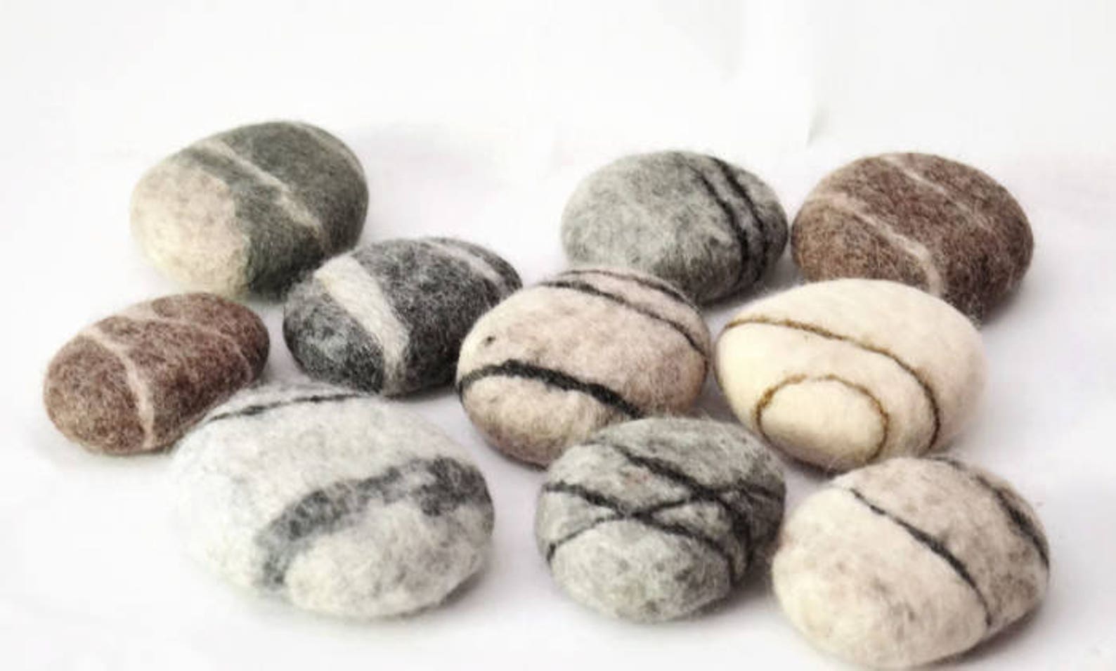 Felted Wool Stone Wool Sea Stones Ecofriendly Decor Etsy