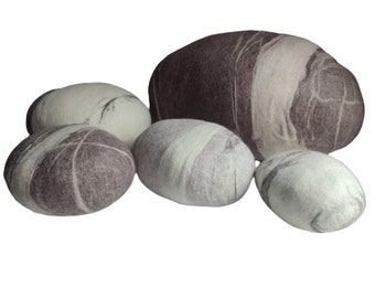 Set of 5 stone cushions, floor cushions, seat cushions