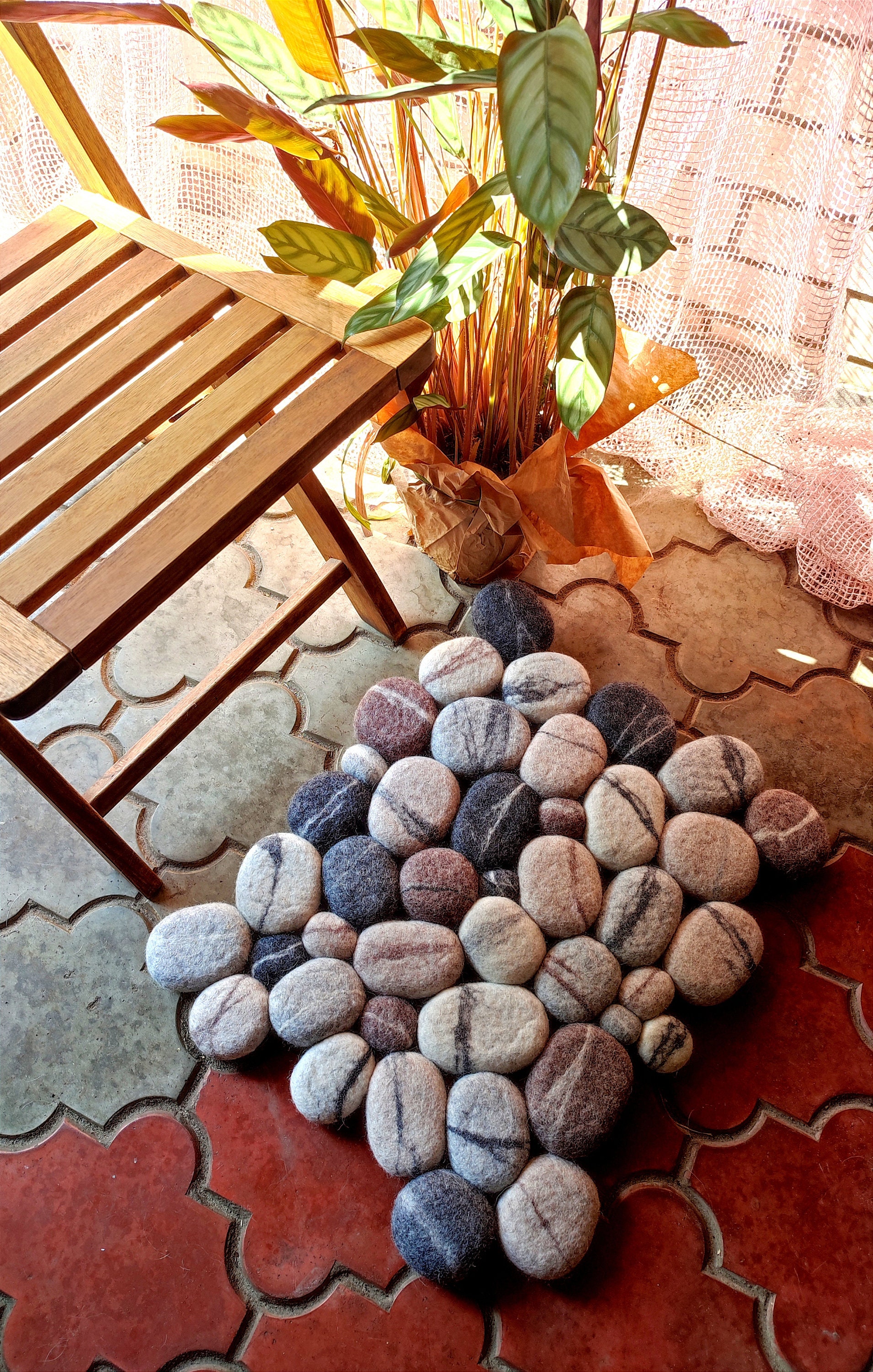 Felt Stone Rug Gray Beige Felt Carpet Felted Wool Stone Etsy