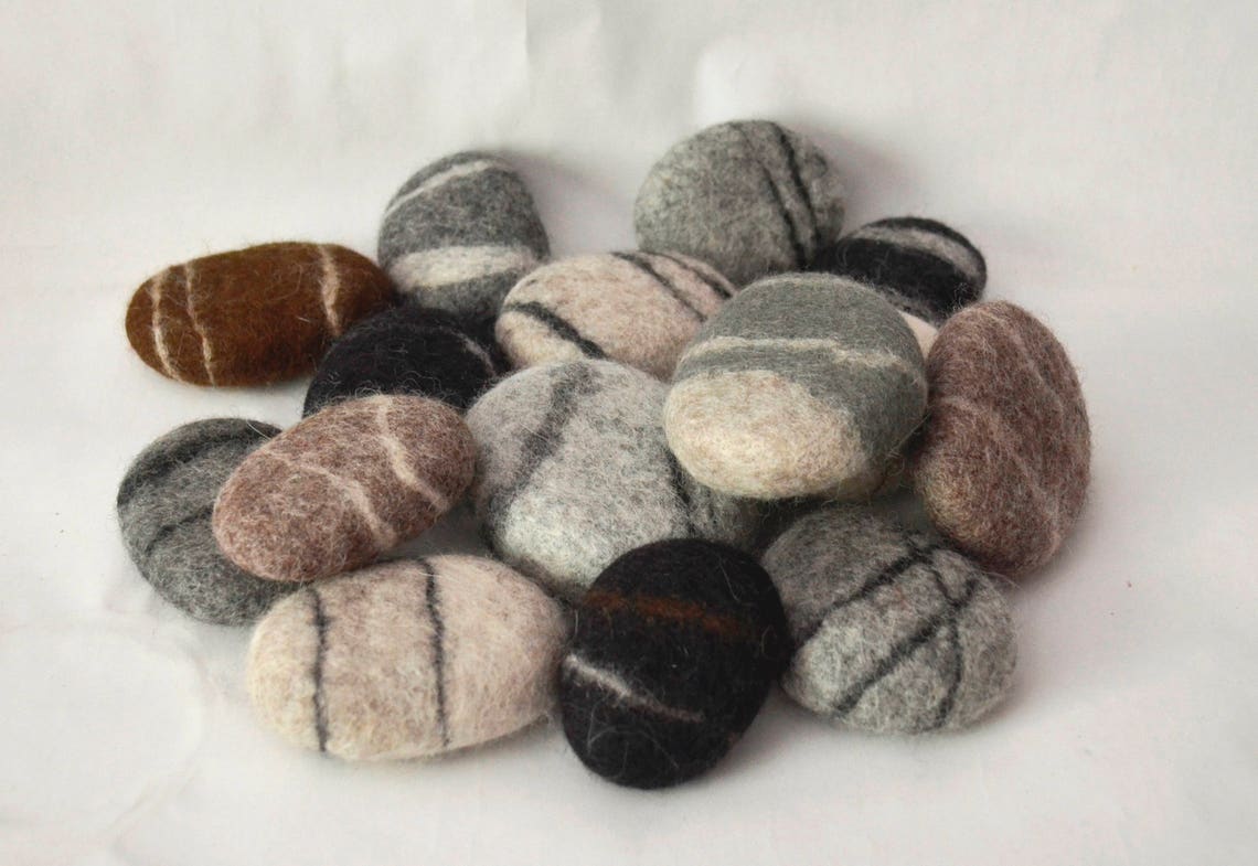 Felted Wool Stone Wool Sea Stones Ecofriendly Decor Etsy