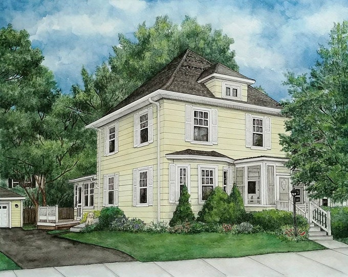 Featured listing image: Custom House Portraits, Custom Watercolor, House Painting, Watercolor Painting, Custom Building, Watercolour House Painting, House Portrait