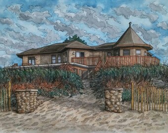 Portrait de maison faite sur commande, portrait fait sur commande, peinture d'aquarelle, peinture de maison, peinture d'aquarelle, aquarelle faite sur commande, portrait de maison, chalet